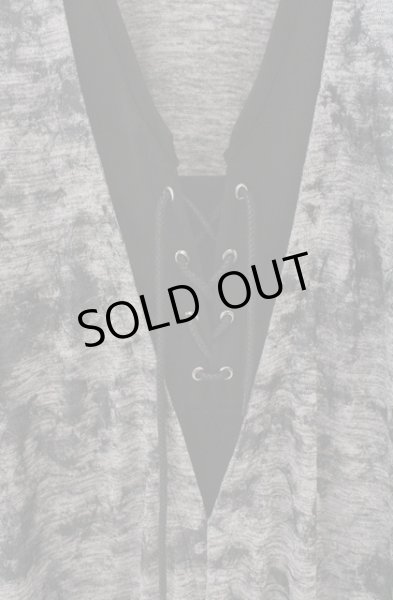 画像2: TORNADO MART / レイヤーレースアップムラ箔半袖カットソー M ブラックｘグレー O-26-02-16-005-TO-to-YM-ZT008 (2)