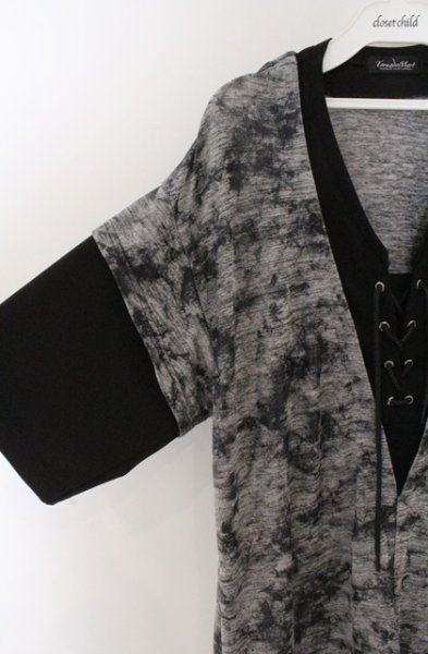 画像3: TORNADO MART / レイヤーレースアップムラ箔半袖カットソー M ブラックｘグレー O-26-02-16-005-TO-to-YM-OS (3)