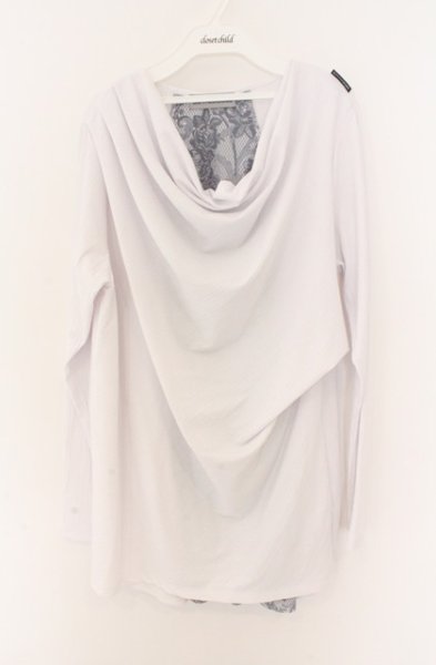 画像1: BUFFALO BOBS / LACE-DRAPE(レース ドレープ)レース切り替えドレープカットソー 1-2 ホワイト O-26-02-16-010-BU-to-YM-OS (1)