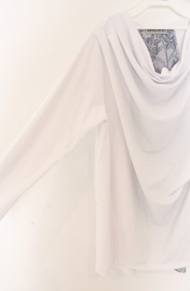 画像2: BUFFALO BOBS / LACE-DRAPE(レース ドレープ)レース切り替えドレープカットソー 1-2 ホワイト O-26-02-16-010-BU-to-YM-OS (2)