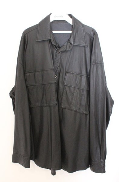 画像1: CIVARIZE / PUレザーオーバーサイズミリタリーシャツ F ブラック O-26-02-18-003-CI-sh-YM-OS (1)