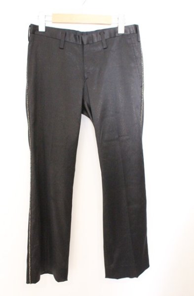 画像1: SOS TE NUTO / フルグリッターパイピングスラックスパンツ 44 ブラックｘゴールド O-26-02-18-029-SO-pa-YM-OS (1)