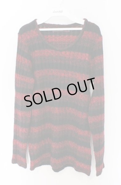 画像1: SEANA / 縦編ボーダーニットソー L レッドｘブラック O-26-02-22-020-SE-to-YM-OS (1)