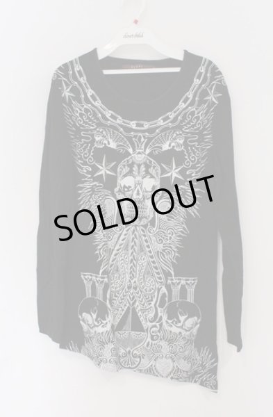 画像1: SEANA / スカルプリントアシンメトリーロングカットソー L ブラック O-26-02-22-025-SE-to-YM-OS (1)