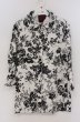 画像1: SEANA / フラワークインクル六分袖シャツ L ブラックｘホワイト O-26-02-22-027-SE-sh-YM-OS (1)