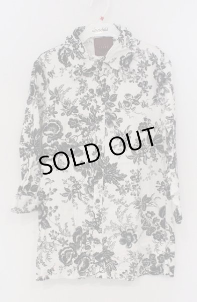 画像1: SEANA / フラワークインクル六分袖シャツ L ブラックｘホワイト O-26-02-22-027-SE-sh-YM-OS (1)