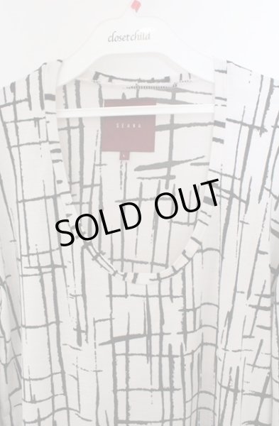 画像2: SEANA / 幾何学プリントカットソー L ホワイトｘブラック O-26-02-22-031-SE-to-YM-OS (2)