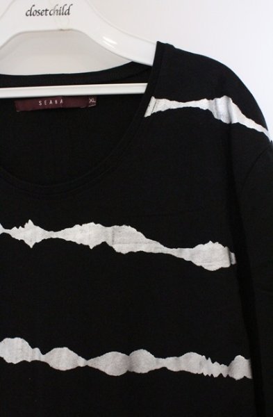 画像2: SEANA / 箔ボーダーカットソー XL ブラック O-26-02-22-032-SE-to-YM-OS (2)