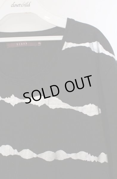 画像2: SEANA / 箔ボーダーカットソー XL ブラック O-26-02-22-032-SE-to-YM-ZT0302R (2)