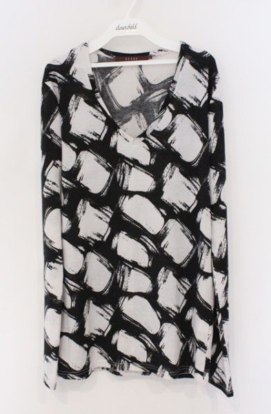 画像1: SEANA / 総柄ニットソー L ホワイトｘブラック O-26-02-22-041-SE-to-YM-OS (1)