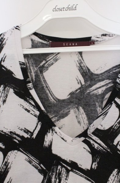 画像2: SEANA / 総柄ニットソー L ホワイトｘブラック O-26-02-22-041-SE-to-YM-OS (2)