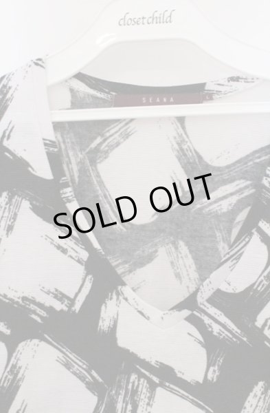 画像2: SEANA / 総柄ニットソー L ホワイトｘブラック O-26-02-22-041-SE-to-YM-ZT325 (2)