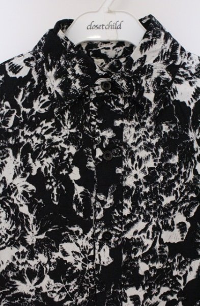 画像2: SEANA / ローズ総柄ロングシャツ L ブラックｘホワイト O-26-02-22-046-SE-sh-YM-OS (2)