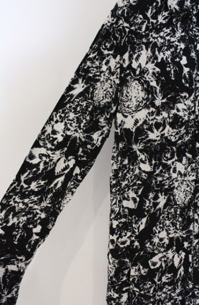 画像3: SEANA / ローズ総柄ロングシャツ L ブラックｘホワイト O-26-02-22-046-SE-sh-YM-OS (3)