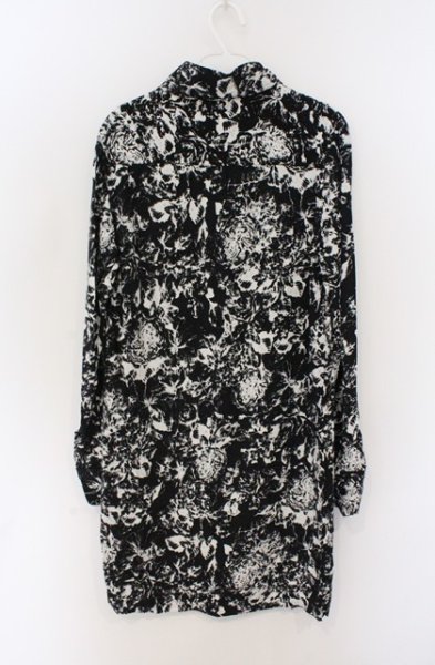 画像4: SEANA / ローズ総柄ロングシャツ L ブラックｘホワイト O-26-02-22-046-SE-sh-YM-OS (4)