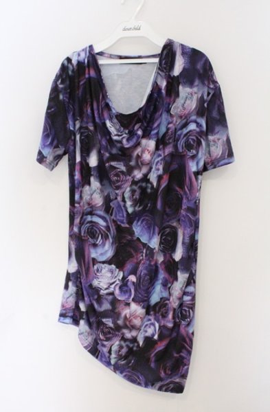 画像1: CIVARIZE / Finder フラワー総柄ドレープロングTシャツ 46 ブルー O-26-02-22-051-CI-ts-YM-OS (1)