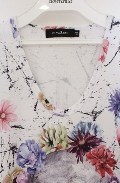 画像2: CIVARIZE / フラワースカル総柄UネックTシャツ 46 ホワイト O-26-02-22-052-CI-ts-YM-OS (2)