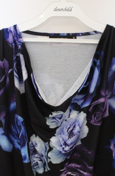 画像2: CIVARIZE / フラワー総柄ドレープカットソー 46 ブラックｘパープル O-26-02-22-053-CI-to-YM-OS (2)