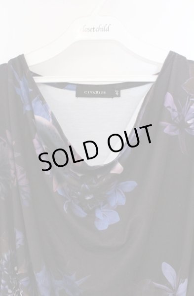 画像2: CIVARIZE / Iris ドレープ花柄Tシャツ 46 ブラックｘブルー O-26-02-22-054-CI-ts-YM-OS (2)