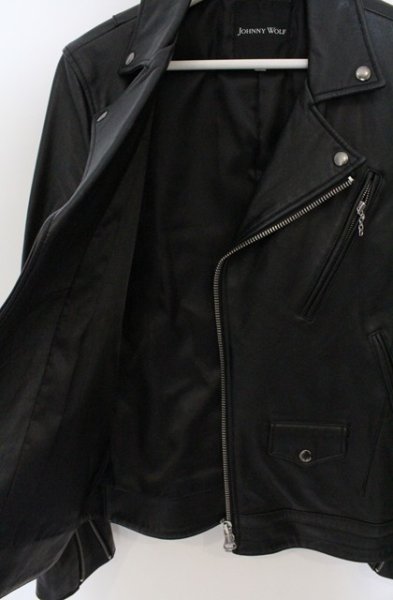 画像4: JOHNNY WOLF / ラムレザーダブルライダースジャケット 3 ブラック O-26-02-22-005-JO-ja-YM-OS (4)