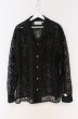 画像1: el conductorH / FLOWER LACE OPEN COLLAR シャツ 2 ブラック O-26-02-23-005-el-sh-YM-OS (1)