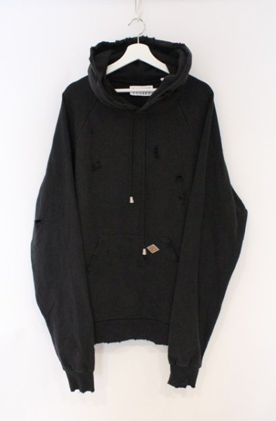画像1: el conductorH / COTTON DAMAGED HOODED SWEATER　パーカー 4 ピグメントブラック O-26-02-23-007-el-to-YM-OS (1)
