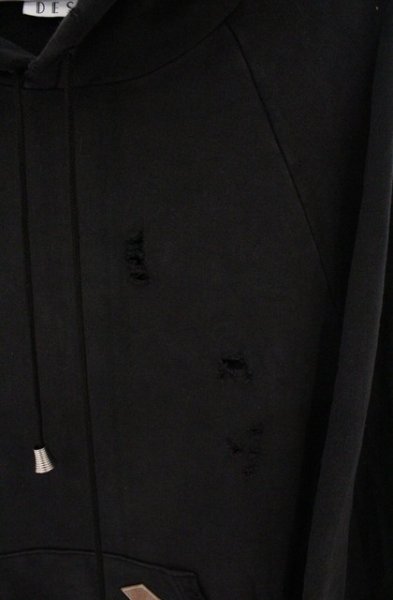 画像5: el conductorH / COTTON DAMAGED HOODED SWEATER　パーカー 4 ピグメントブラック O-26-02-23-007-el-to-YM-OS (5)