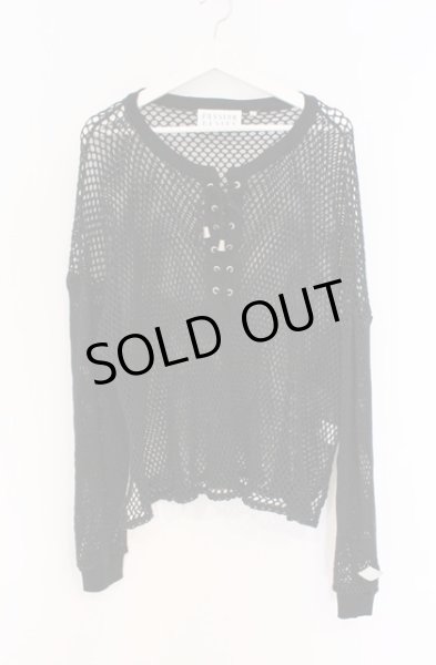 画像1: el conductorH / COTTON LACEUP LONG SLEEVE MESH トップ 2 ブラック O-26-02-23-010-el-to-YM-ZT006 (1)