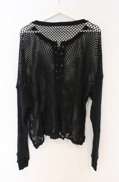 画像5: el conductorH / COTTON LACEUP LONG SLEEVE MESH トップ 2 ブラック O-26-02-23-010-el-to-YM-OS (5)
