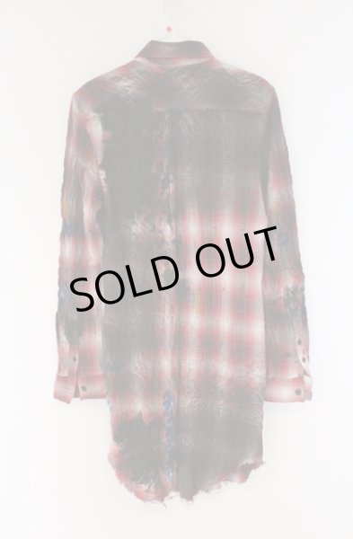 画像3: CIVARIZE / Gravitate ペンキ散らし加工チェックワッシャーロングシャツ 44 レッド O-26-03-21-024-CI-sh-YM-OS (3)