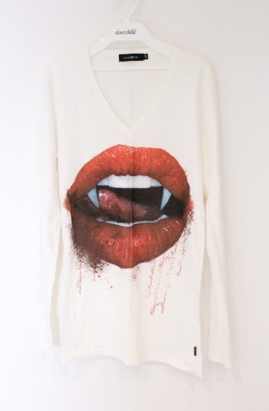 画像1: CIVARIZE / ヴァンパイアリップ柄カットソー 46 ホワイト O-26-03-21-036-CI-to-YM-OS (1)