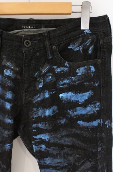 画像2: CIVARIZE / Avid カラー箔加工ストレッチスキニーデニムパンツ 44 ブルーｘブラック O-26-03-21-040-CI-pa-YM-OS (2)