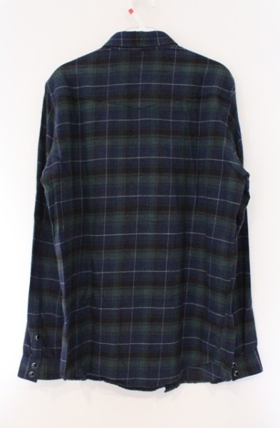 画像3: Moonage Devilment / チェックネルウエスタンシャツ 46 ネイビーｘグリーン O-26-03-21-007-Mo-to-YM-OS (3)