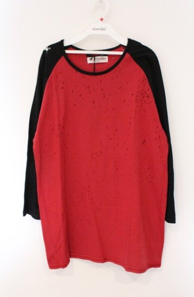 画像1: Moonage Devilment / PROPA9ANDAコラボ 五分袖ラグランカットソー 46 レッドｘブラック O-26-03-21-016-Mo-to-YM-OS (1)