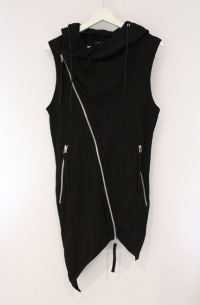 画像1: CIVARIZE / Devotee アシンメトリースリーブレスパーカー 46 ブラック O-26-03-21-003-CI-to-YM-OS (1)