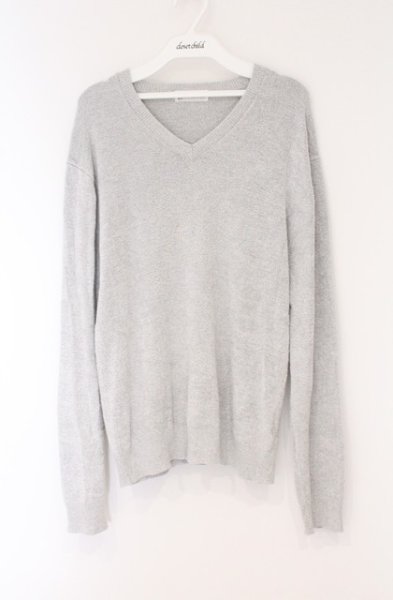 画像1: Zero by TORNADO MART / モールヤーンVネックニットソー L グレー O-26-03-26-029-Ze-to-YM-OS (1)