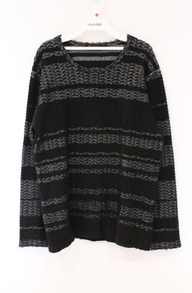 画像1: TORNADO MART / パイルボーダークルーネックニット L ブラックｘグレー O-26-03-26-030-TO-to-YM-OS (1)