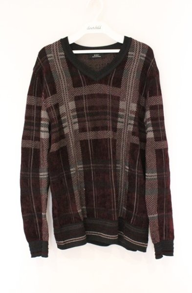 画像1: 5351pour les Hommes / タータン起毛ニットソー 48 ワイン O-26-03-26-031-53-to-YM-OS (1)