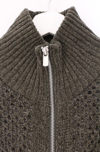 画像2: TORNADO MART / カスリネットモールスタンドZIPニットカーディガン L カーキ O-26-03-26-051-TO-ja-YM-OS (2)