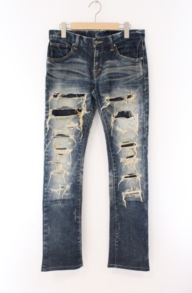 画像1: TORNADO MART / ハードダメージシューカットデニムパンツ S インディゴ O-26-03-26-065-TO-pa-YM-OS (1)