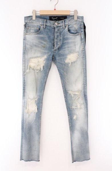 画像1: FAGASSENT / AXCEL 2 ダメージスキニーデニムパンツ 26 ライトブルー O-26-03-26-066-FA-pa-YM-OS (1)