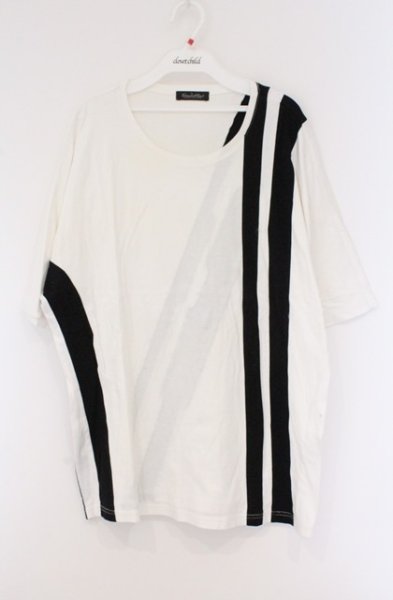 画像1: TORNADO MART / ブロッキングドルマンカットソー Tシャツ F ホワイトｘブラック O-26-03-26-002-TO-ts-YM-OS (1)