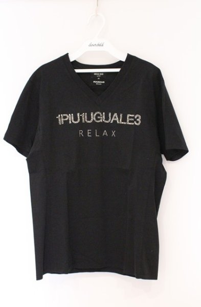 画像1: 1piu1uguale3 RELAX / MENS BIGI 別注 ロゴラインストーンTシャツ 02 ブラック O-26-03-26-014-1p-ts-YM-OS (1)