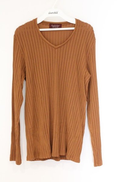 画像1: TORNADO MART / ワイドストライプカットソー L ブラウン O-26-03-26-022-TO-to-YM-OS (1)