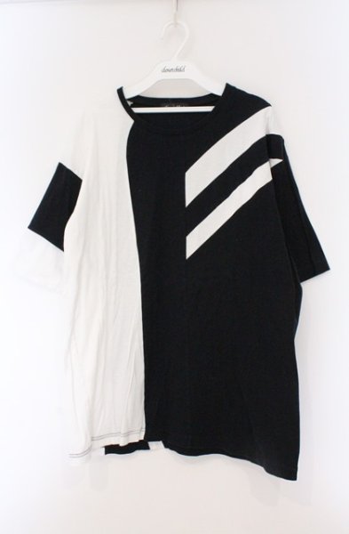 画像1: TORNADO MART / ラインオーバーカットソー　Tシャツ L ブラックｘホワイト O-26-03-26-003-TO-ts-YM-OS (1)