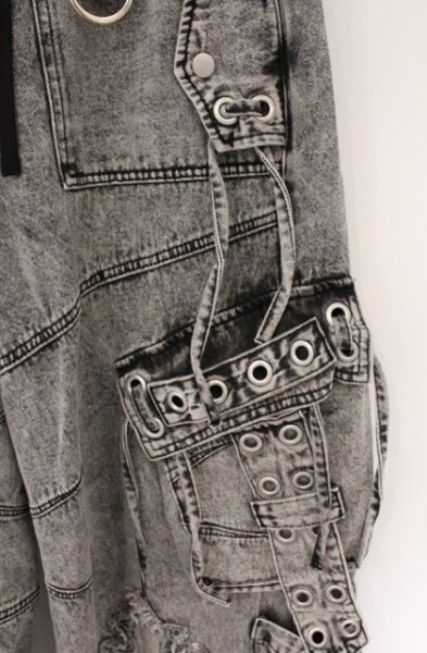 画像2: REFLEM / クロスパッチワイドカーゴデニムパンツ F グレー O-26-04-07-012-RE-pa-YM-OS (2)