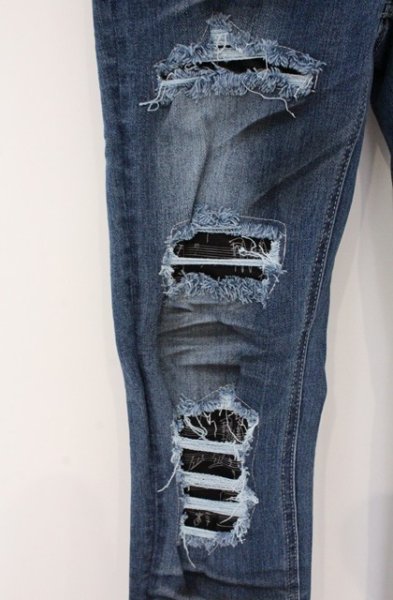 画像2: JURY BLACK / ストレッチリペアダメージスキニーパンツ S インディゴ O-26-04-07-013-JU-pa-YM-OS (2)