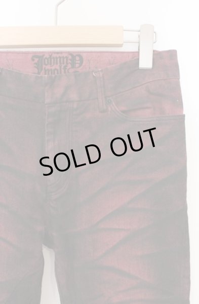 画像2: JOHNNY WOLF / FOREST GATE-KUMADORI シャドウストレッチスキニーデニムパンツ 1 レッド O-26-04-07-020-JO-pa-YM-OS (2)