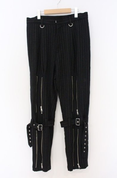 画像1: el conductorH / WOOL FRONT ZIP BONDAGE TROUSERS パンツ 4 ブラック O-26-04-08-025-el-pa-YM-OS (1)
