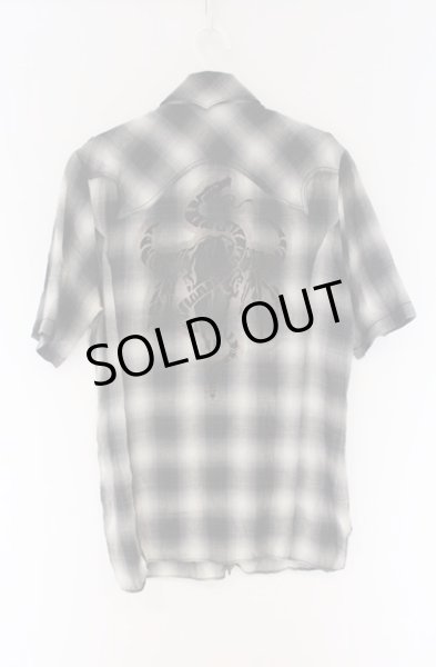 画像2: Obelisk / バックホーンチェック半袖シャツ S ブラック O-26-04-08-007-Ob-sh-YM-OS (2)